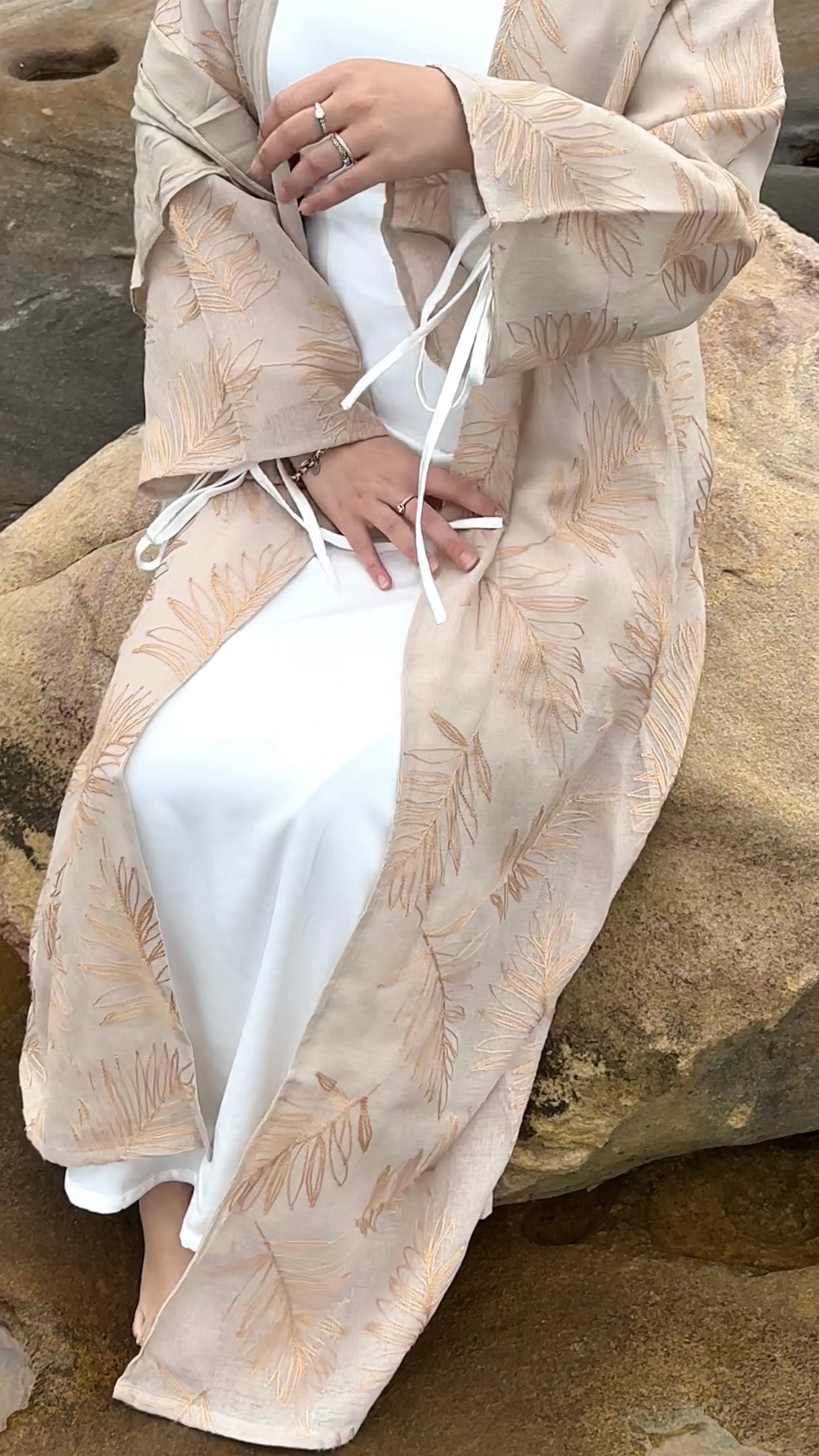 ‘REYHAN’ Open Abaya - Sand