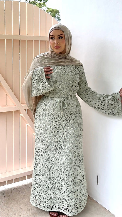 ‘ASILAH’ Crochet Dress - Sage