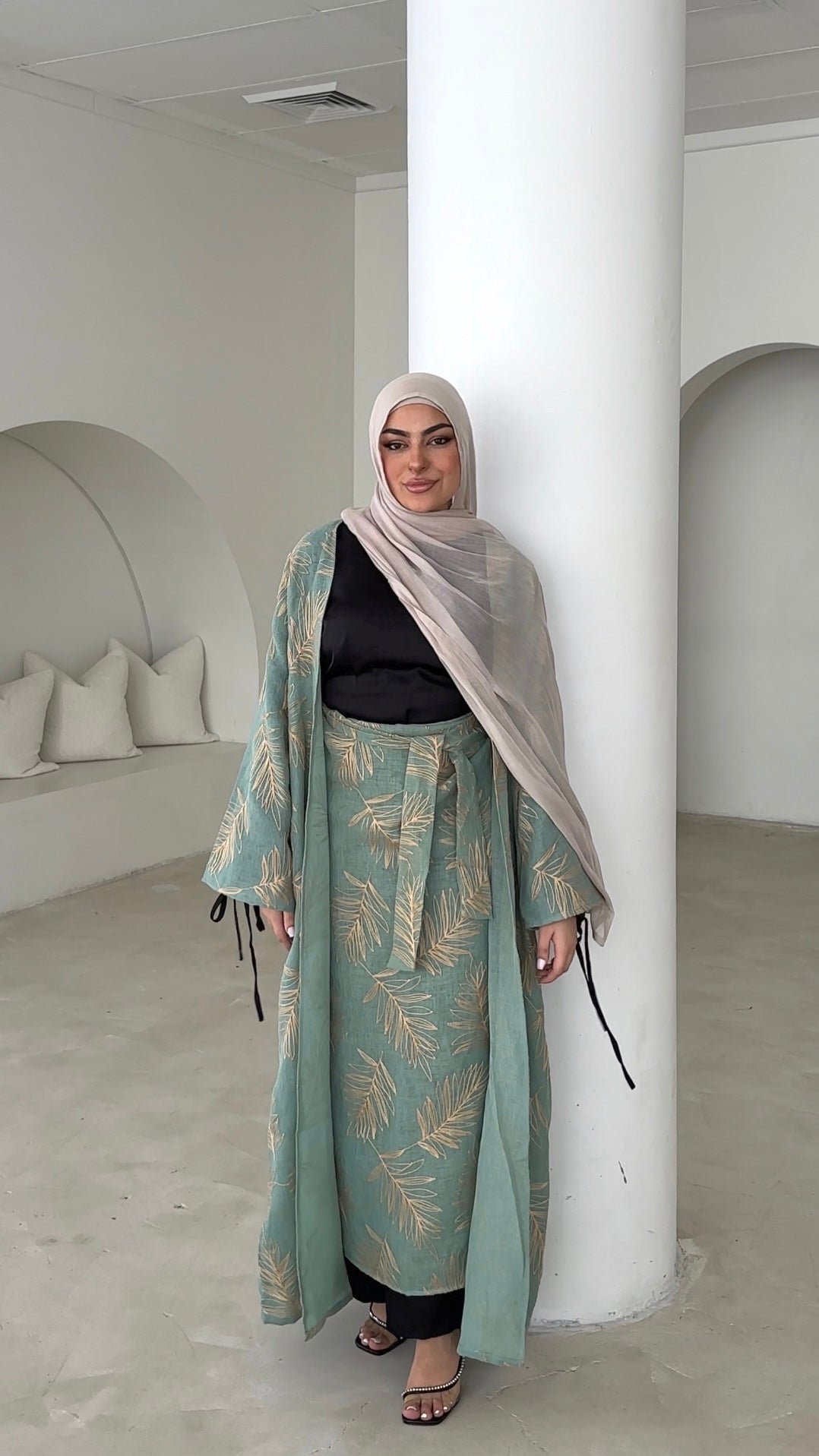 ‘REYHAN’ Open Abaya - Basil