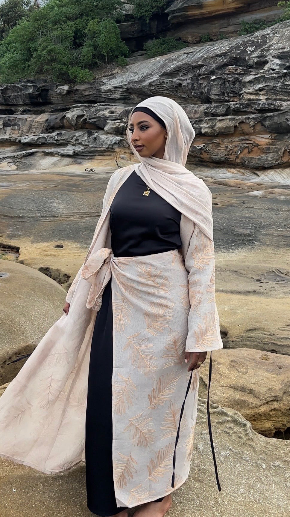 ‘REYHAN’ Open Abaya - Sand